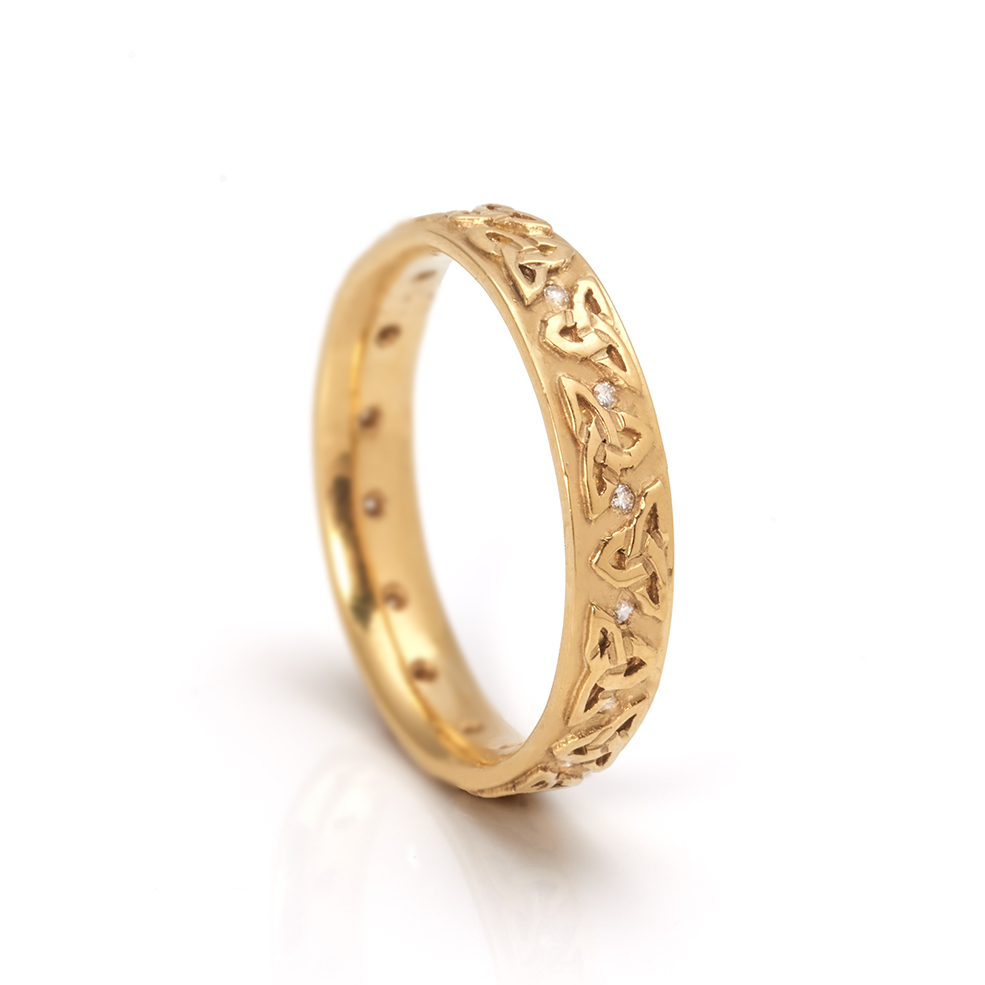 Trinity Strand Wedding Band Narrow with Diamonds in